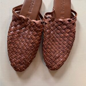 St. Agni Tan Woven Leather Mules